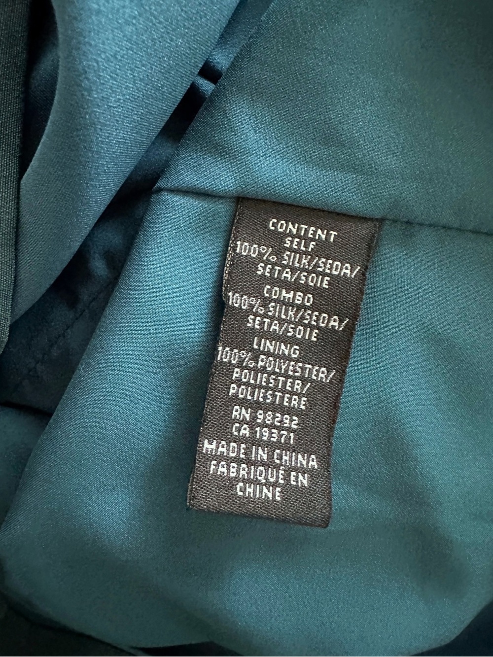 TIBI New York 100% Silk Teal Pleated Neckline Shift Dress Size 6 - Picture 6 of 6